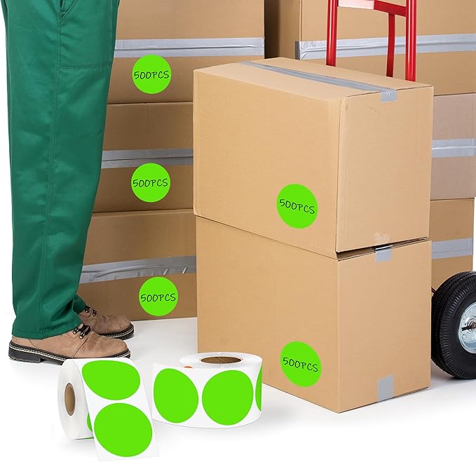 2 Inch Light Green Circle Stickers 500 Pcs,Permanent Color Coding Dots for Office,Home Organization, File Classification,Multipurpose Labels