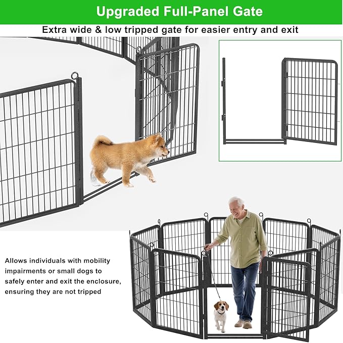 Decorative Garden Fence with Extra Wide Gate Garden Fencing for Yard, 32 in(H) x 22 ft(L) Metal Flower Bed Fencing Temporary Fence for Dogs Outside Dog Fencing for Garden Beds