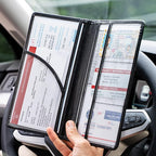 CANOPUS Car Registration and Insurance Holder, PU Leather Card Holder, Vehicle Glove Box Organizer for Auto, SUV, Truck, Black