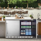 Kalamera Beverage Refrigerator, 24 inch Under Counter Drink Cooler for 154 Cans 32-41℉ Temperature Range, Built-in or Freestanding Ooutdoor Fridge with Stainless Steel Door