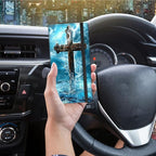 Car Registration and Insurance Holder,Leather Vehicle Glove Box Organizer Wallet for Document,Perfect for any Car,Truck,Motorcycle,Driver License,Trailer or Boat,Men & Women,Wooden Christian Cross