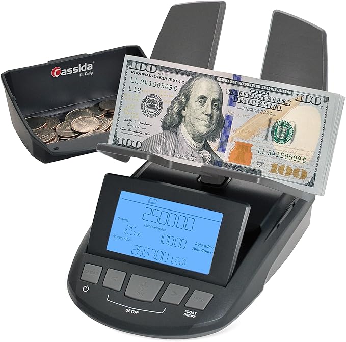 Cassida Professional Money Counting Scale Bill Counter (Till Tally), 1 Pack, Black