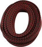 30ft PET Expandable Sleeving Wire Cable Sleeve (2/3", Red&Black)