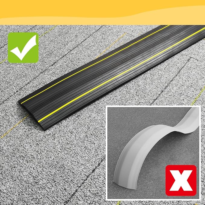 10 Ft Heavy Duty Floor Cord Cover Cable Protector, 3 Channels Protect Cords and Prevent a Trip Hazard— Conceal Wires at Home, Office, Warehouse, Workshop, Concerts