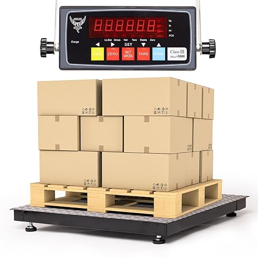 24"x24" Industrial Floor Scale, Heavy-Duty Warehouse Scale with Digital Indicator, Accurate Pallet Scale for Postal Luggage Shipping Mailing Weighing