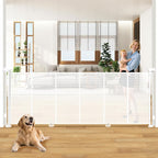 120" Extra Wide Retractable Baby Gates Dog Gate, Long Mesh Gate Pet Gate for Large Opening, 34" Extra Tall Child Safety Gate with Reinforced Strips for Stairs Hallways Doorways Deck Indoor Outdoor