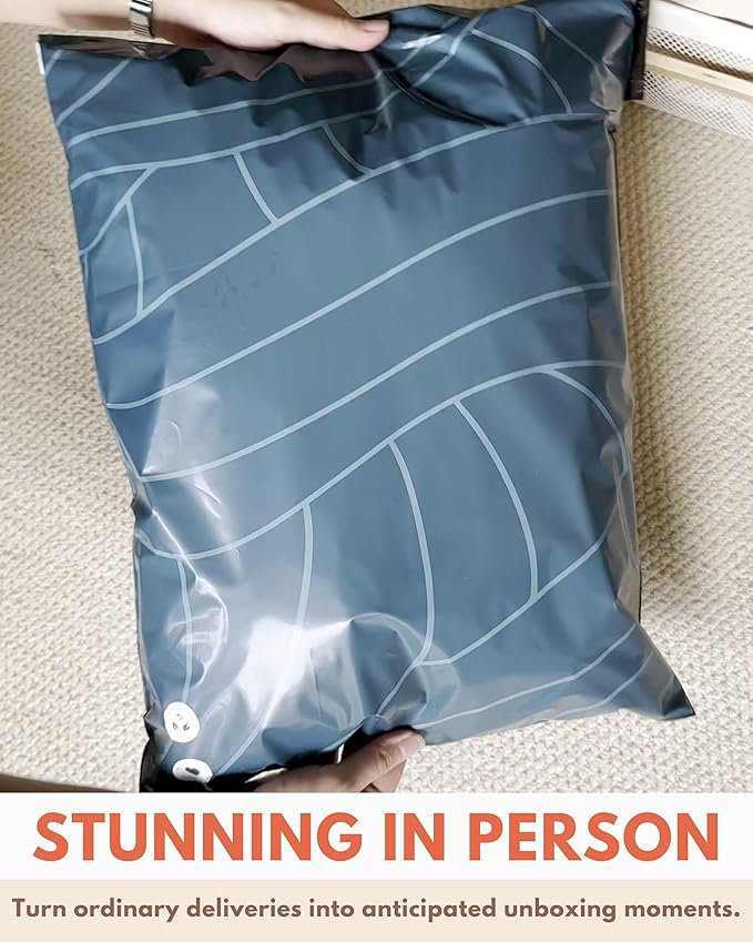 Poly Mailers 14.5x19-25 Pack Biodegradable Shipping Bags for Clothes and Large Items - Impack Self-Seal Waterproof Thick Mailing Envelope for Accessories & Clothing - Space Blue Leaf