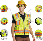AYKRM Heavy Woven cotton High Vis Reflective work construction safety vest for men Class 2 with ipad Cargo Pockets