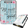 Clipboard with Storage High Capacity Plastic Nursing Clipboards with Pen Holder File Folder Storage Box Clipboard with Heavy Duty Clips for Teacher,Doctor,Offices-Psalm 46-10 Be Still