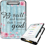 Clipboard with Storage High Capacity Plastic Nursing Clipboards with Pen Holder File Folder Storage Box Clipboard with Heavy Duty Clips for Teacher,Doctor,Offices-Psalm 46-10 Be Still