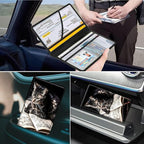 Car Registration and Insurance Holder, Leather Car Glove Box Organizer, Cool Car Accessories for ID, Driver's License Cards & Essential Document,business cards,Men&Women,Brown Cat and Book