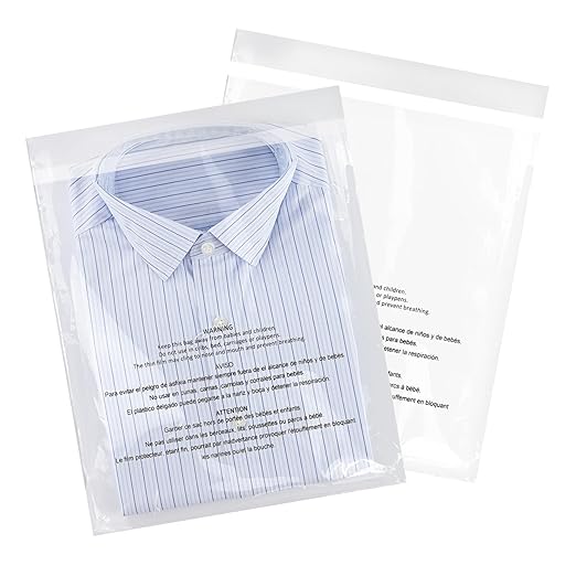 iMailer - 100 Pcs - 14" x 20" Poly Bags with Suffocation Warning Self Seal- Clear Shipping Bags 1.6 Mil for Clothing, Shirts, Packaging - Permanent Adhesive