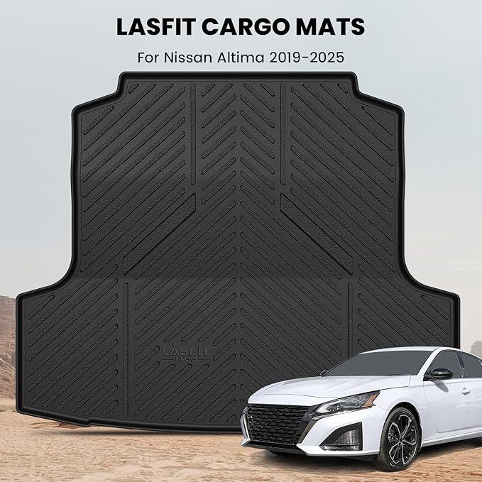 LASFIT Cargo Mat for Nissan Altima 2019-2025, All Weather TPE Custom Fit Easy Clean Durable No-Curling Trunk Mat for Altima 2019 2020 2021 2022 2023 2024 2025 Cargo Liner Cargo Tray, Black