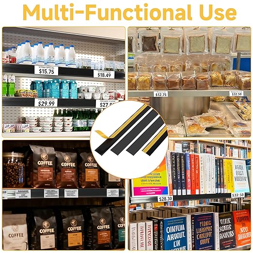 50 Pcs Shelf Label Strips, Self Adhesive Shelf Label Holder, 1.5''H x 48''L with 50 White Labels Sheets Price Tag Holder Clear Plastic Shelves Clip for Supermarket Gondola Shelving