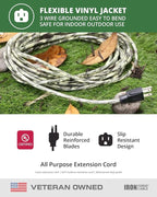 Iron Forge Cable Camo Outdoor Extension Cord 50 ft, 16/3 SJTW 50 Foot Camoflauge Exterior Extension Cord 3 Prong, Weatherproof Heavy Duty Power Cable for Outside, Deck, Landscaping, Lawn & Hunting