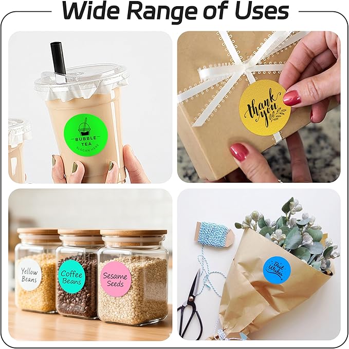 2 inch Dot Stickers Labels Circle Garage Sale Sticker 750Pcs Round Thermal Printer Stickers Printable Writable Price Labels for Yard Sale, Fluorescent Green