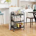 HDANI 3 Tier Rolling Cart Shelves,Heavy Duty Multifunctional Metal Frame-Supports 22 Lbs Per Tier,Rolling Cart with 2 Lockable Wheels for Home,Office,Kitchen,Bathroom,Bedroom,Black