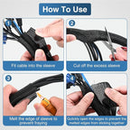 Nilight Cable Sleeve, 10ft-1inch Cord Management Sleeves, Braided Sleeving, Split Self Wrapping Wire Loom for Computer Electrical Automotive Harness Protector Organizer, Black