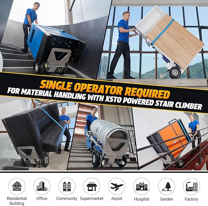 ZW7210GC Electric Stair Climbing Hand Truck Dolly with Auto-Edge Brake and 4th Wheel Attachment-463 LBS