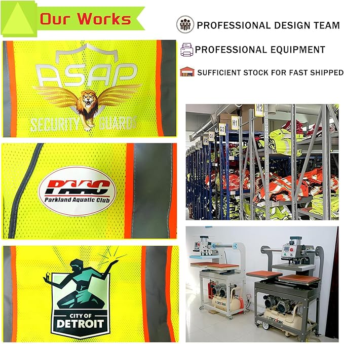 Custom Safety Vest with Logo Pockets High Visibility Reflective Vests Construction Security Workwear