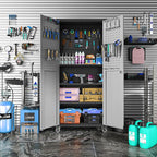 Metal Garage Storage Cabinet on Wheels, Lockable Rolling Tool Cabinet with Doors and Adjustable Shelves, Heavy Duty Mobile Tool Cabinets for Garage Warehouse Workshop