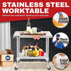 DuraSteel 24x36 NSF Stainless Steel Cart - Heavy Duty Rolling Food Prep Table with Undershelf - Metal Utility Cart for Commercial Restaurant Kitchen, Laundry, Outdoor Portable BBQ Grill