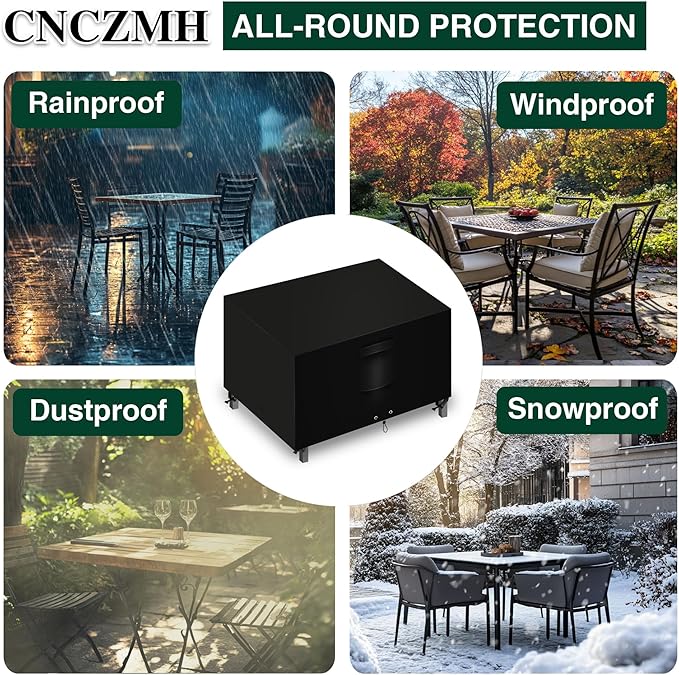 Heavy Duty Patio Furniture Covers Waterproof, 600D Outdoor Furniture Cover Waterproof for Sectional Sofa Couch, Outdoor Dining Table and Chair Set Covers 74''L x 47''W x 28''H, Black