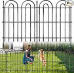 15 Panels Decorative Garden Fence, 32 in(H) X 30 ft(L) No Dig Dog Fence Outdoor for Yard, Rustproof Tall Metal Garden Fencing Animal Barrier with Ground Stakes, Temporary Fencing for Patio Outdoor