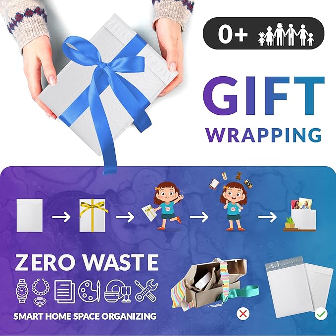 ABC PACK & SUPPLY Poly Bubble Mailers, 14 x 19 Inch. Pack of 50 White Padded Envelopes Self Seal. Tear-Proof Gift Bubble Envelopes. Waterproof Packaging for Small Business. Cushioning Book Mailers