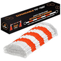 Retractable Barrier for Safety Traffic Cones - 2" OD - Large Yellow and Black Bar Barricade - for Road Construction, Parking, Warning, Temporary Security Divider (100, Orange & White, 72" x 120")