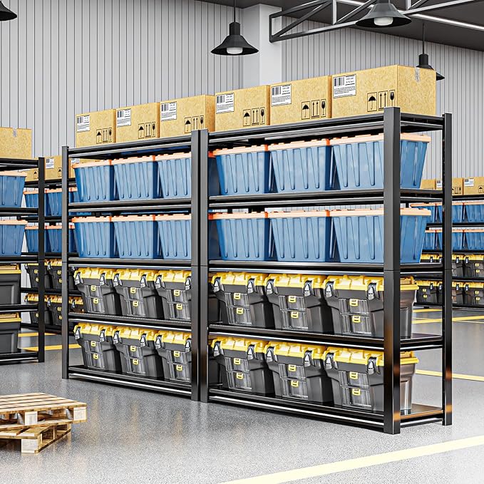 72" H Adjustable Garage Shelving 2500LBS Storage Shelves 5-Tier Heavy Duty Metal Shelves Organization Utility Industrial Shelves Rack for Garage Warehouse Pantry Basement,Black (19.6" D×59" W×72" H)