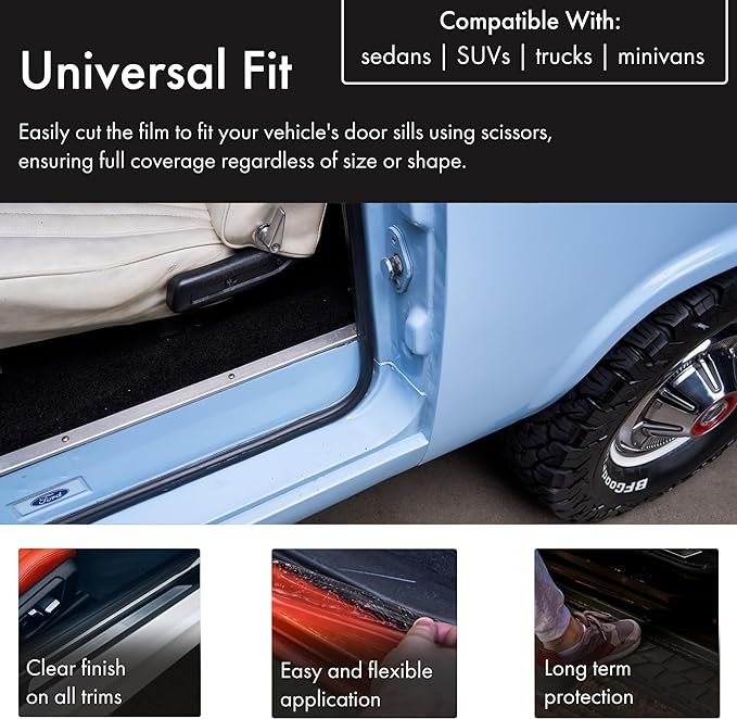 XPEL Clear Universal Door Sill Guard - 60" x 2.75" - Ultimate Protection for Car or Truck Door Sills against High Traffic and Damage, Easy to Install Interior Protection Film Kit