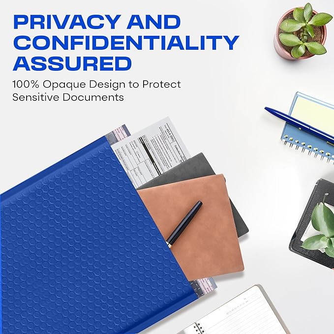Royal Blue 10.5x16 Inch Large Poly Bubble Mailers #5 | Padded Envelopes with Self Seal | Air Lined Cushioned Bubble Mailer | Usable Size 10.5x15 | 100 Pack Bulk | Lightweight shipping Bags