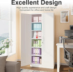 Wide & Deep Metal Storage Cabinet with 2 Doors and 5 Adjustable Shelves,White Locking Metal Cabinet,Large Garage Storage Cabinets,Lockable Tall Pantry Cabinets for Home,Office,Garage,Shop 72x36x18