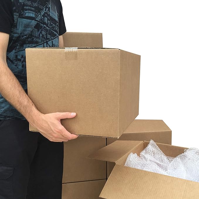 Amazon Basics Cardboard Moving Boxes, 20 Pack, Medium, Brown, 18" x 14" x 12"
