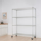 Trinity Basics 4-Tier Adjustable Wire Shelving with Wheels for Kitchen Organization, Garage Storage, Laundry Room, NSF Certified, 600 to 1800 Pound Capacity, 60” by 24” by 72”, EcoStorage Chrome