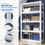 Raybee 72''H Garage Shelving Heavy Duty Storage Shelves Load 2010LBS Adjustable 5 Tier Heavy Duty Shelving White Garage Sheves Pantry Shelf for Kitchen Closet 72''H*31.7''W*16.3''D, 2Pack