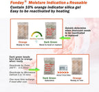 50g x 40 Packs Fonday Rechargeable Silica Gel Desiccant Packets Food Grade Fast Reactivate Desiccant Bags Moisture Indicating Orange to Green for Food Storage, Electronics, 3D Filament & Safes