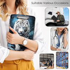 Clipboard with Storage,Office Supplies Nursing Clipboards Folder with Pen Holder Plastic Storage ClipBoard Foldable for Teacher Nurse,White Tiger