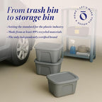 HOMZ 4-Pack Durable Molded Bin, Plastic Storage Containers w/Lids, 10 Gallon, Silver - Stackable Organizer Totes and Boxes for Bedroom, Kitchen, and Garage Organization