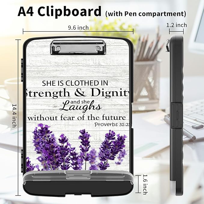 Clipboard with Storage High Capacity Plastic Nursing Clipboards with Pen Holder File Folder Storage Box Clipboard with Heavy Duty Clips for Teacher,Doctor,Offices-Purple Lavender