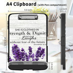 Clipboard with Storage High Capacity Plastic Nursing Clipboards with Pen Holder File Folder Storage Box Clipboard with Heavy Duty Clips for Teacher,Doctor,Offices-Purple Lavender