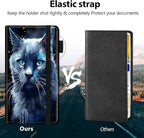 Car Registration and Insurance Holder, Leather Car Glove Box Organizer, Cool Car Accessories for ID, Driver's License Cards & Essential Document,business cards,Men&Women,Blue Cat