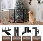 3 Panels Full Metal Freestanding Dog Gates, 60” W x 32” H Folding Pet Gate Fence with Support Feet for Indoor,Stairs, Hallways and Doorways(Black)