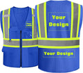 Safety Vest Customize Logo with 5 Pockets & Zipper Reflective High Visibility Vest Class 2 Outdoor Workwear