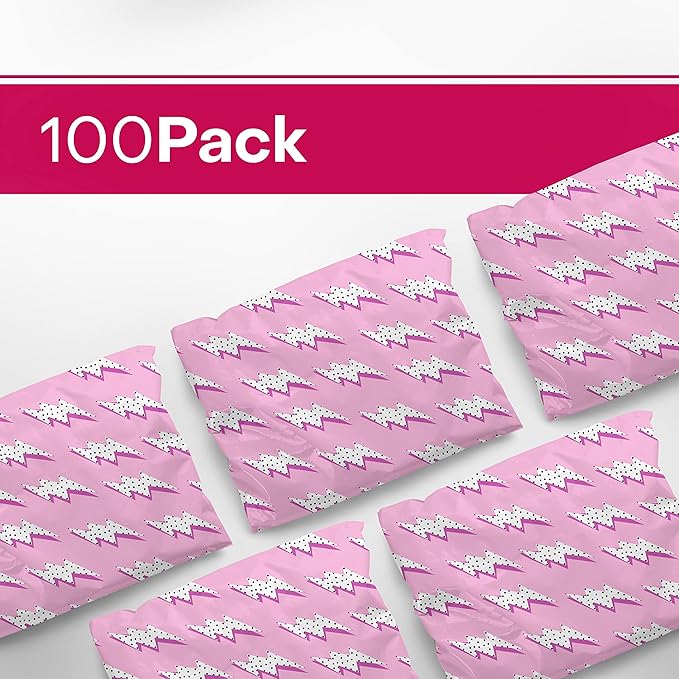 6x9 Poly Mailers – Lightning Bolt – Waterproof, Tear-Resistant Shipping Bags with Adhesive Seal – 100 Pack – Package Mint