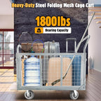 Platform Truck Cart with Cage, 6-in-1 Flatbed Utility Carts, Foldable Heavy Duty Push Cart Dolly W/Swivel Wheel, Rmovable Side, 1800lbs Capacity, 39"x24" Hand Truck for Groceries, Garage, Warehouse