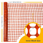 Houseables Plastic Mesh Fence, Construction Barrier Netting, Orange, 4'x100' Feet, 1 Roll, Garden Fencing, Fences Wrap, Above Ground, for Snow, Poultry, Chicken, Safety, Deer, Patio, Garden Netting