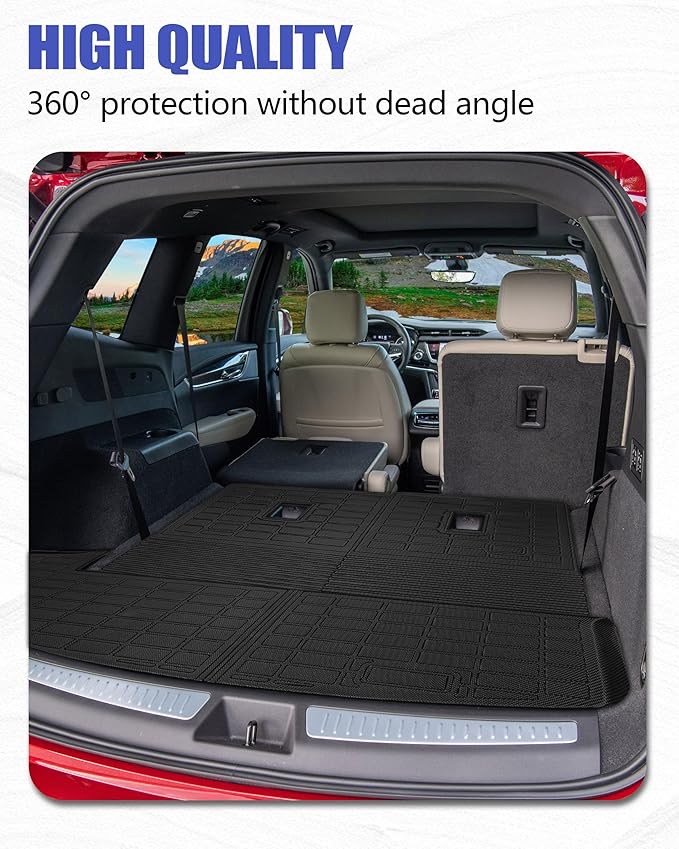 Cargo Liners Backrest Mat for Cadillac XT6 Accessories 2020-2025 with Hook&Loop Rear Trunk Mat Rear Seat Back Cover Protector All Weather Anti-Slip Split Dog Liner