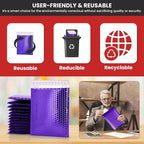 GGR Supplies Metallic Bubble Padded Envelope Mailers, 7.5 X 11 Inches, Waterproof Ultra Resistant Ideal For Packing, Shipping, and Storing. Pack of 25 (Purple)